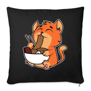 Cat Ramen Noodles - Sofa pillowcase 17,3'' x 17,3'' (45 x 45 cm) - black - Front