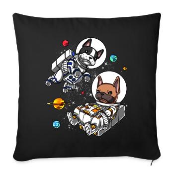 Bouledogue français astronaute espace chiens - Housse de coussin décorative 45 x 45 cm - noir - Devant