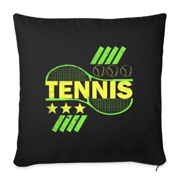 Tennis Farbmotiv Tennisschläger Geschenkidee - Sofakissenbezug 45 x 45 cm - Schwarz - Vorne