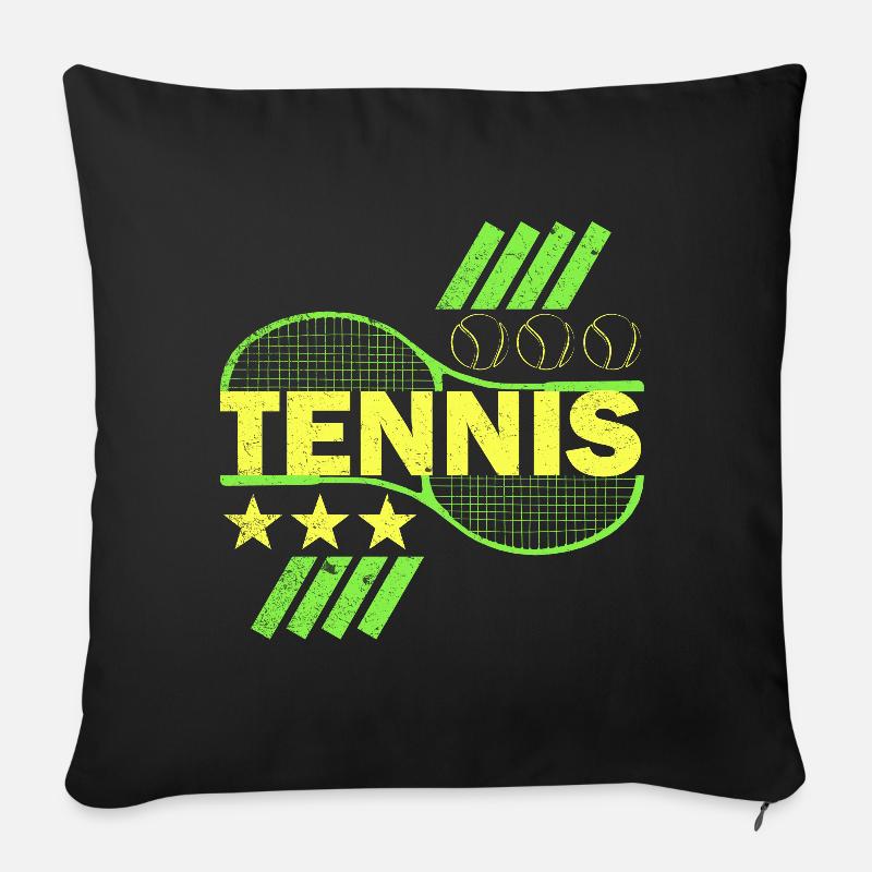 Tennis Farbmotiv Tennisschläger Geschenkidee - Sofakissenbezug 45 x 45 cm - Schwarz