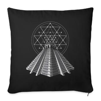 Géométrie sacrée de la pyramide maya aztèque - Housse de coussin décorative 45 x 45 cm - noir - Devant