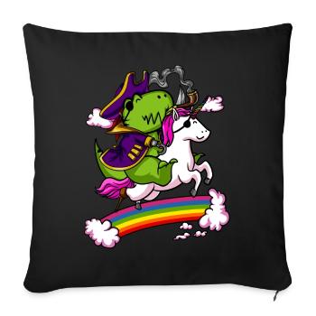 Licorne à cheval sur un pirate de dinosaures T-Rex - Housse de coussin décorative 45 x 45 cm - noir - Devant