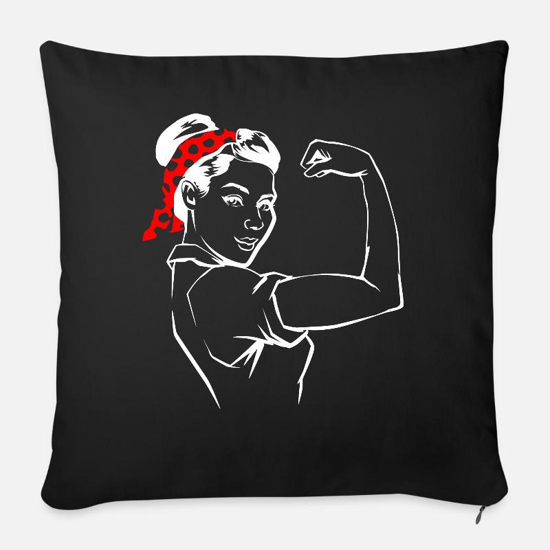 Starke Frau - Sofakissenbezug 45 x 45 cm - Schwarz