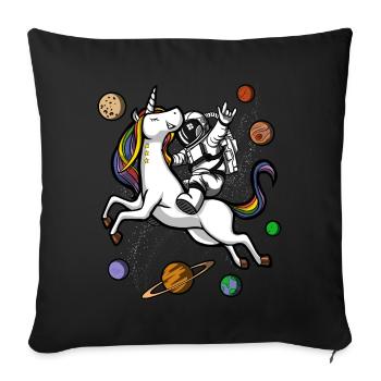 Space Astronaut Riding Magical Unicorn - Sofa pillowcase 17,3'' x 17,3'' (45 x 45 cm) - black - Front