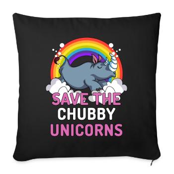 Save The Chubby Unicorns Rhino Magical Rainbow - Sofa pillowcase 17,3'' x 17,3'' (45 x 45 cm) - black - Front