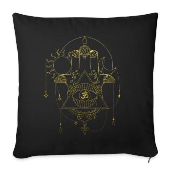 Hamsa Hand Yoga Or Om Cadeau - Housse de coussin décorative 45 x 45 cm - noir - Devant