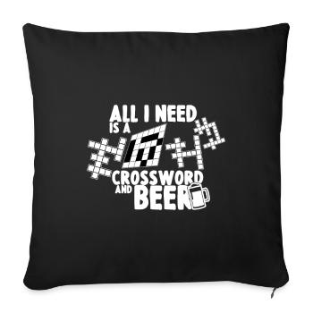 Crossword puzzle and beer - Sofa pillowcase 17,3'' x 17,3'' (45 x 45 cm) - black - Front