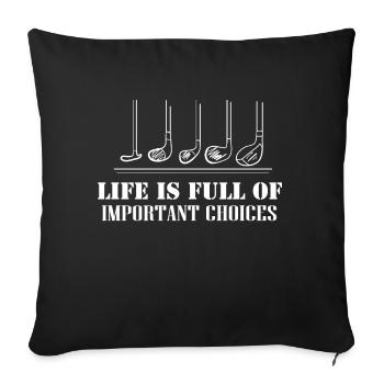 Clubs de golf Décision importante - Housse de coussin décorative 45 x 45 cm - noir - Devant