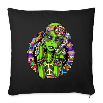 Außerirdischer Hippie Stoner - Sofakissenbezug 45 x 45 cm - Schwarz - Vorne