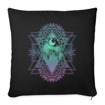 Mandala Panorama Esoterik und Yoga Spirituell - Sofakissenbezug 45 x 45 cm - Schwarz - Vorne