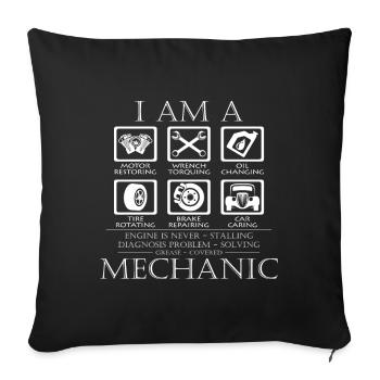Mechanic - Sofa pillowcase 17,3'' x 17,3'' (45 x 45 cm) - black - Front