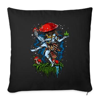 Magic Mushroom Shiva Psychedelic Hindu Fungus Trip - Sofa pillowcase 17,3'' x 17,3'' (45 x 45 cm) - black - Front