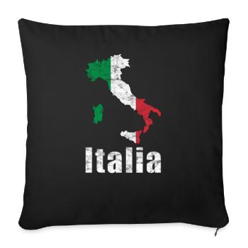 Italie carte drapeau Italia vintage - Housse de coussin décorative 45 x 45 cm - noir - Devant