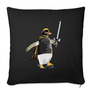 Pinguin Ritter Rüstung - Sofakissenbezug 45 x 45 cm - Schwarz - Vorne