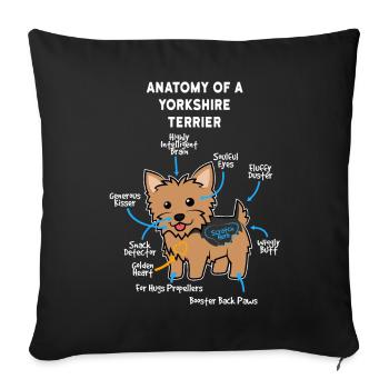 Chien Yorkshire Terrier - Housse de coussin décorative 45 x 45 cm - noir - Devant