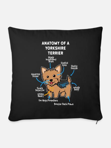 Hund Yorkshire Terrier - Sofakissenbezug 45 x 45 cm - Schwarz