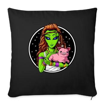 Space Alien Hippie Vegan Girl - Sofa pillowcase 17,3'' x 17,3'' (45 x 45 cm) - black - Front