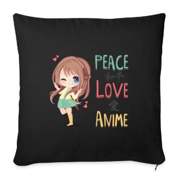 Anime - Sofa pillowcase 17,3'' x 17,3'' (45 x 45 cm) - black - Front