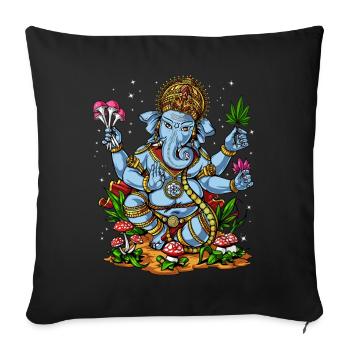 Ganesha Hindu Elephant God Psychedelic Weed Shroom - Sofa pillowcase 17,3'' x 17,3'' (45 x 45 cm) - black - Front