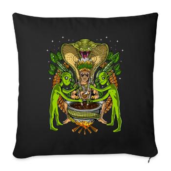Ayahuasca Shaman DMT Aliens Psychedelic Trip - Sofa pillowcase 17,3'' x 17,3'' (45 x 45 cm) - black - Front