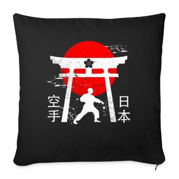 Arts martiaux de karaté conçoivent un personnage de style japonais - Housse de coussin décorative 45 x 45 cm - noir - Devant