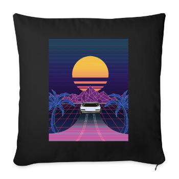 Vaporwave Vintage Sportwagen - Housse de coussin décorative 45 x 45 cm - noir - Devant