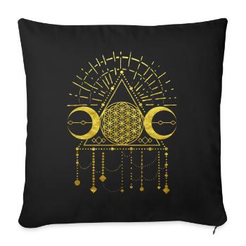 Flower of life shaman geometry icon gold - Sofa pillowcase 17,3'' x 17,3'' (45 x 45 cm) - black - Front