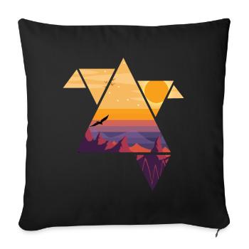 Origami Abstract Mountain Landscape - Sofa pillowcase 17,3'' x 17,3'' (45 x 45 cm) - black - Front