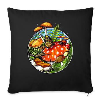 Magic Mushrooms Fungi - Sofa pillowcase 17,3'' x 17,3'' (45 x 45 cm) - black - Front
