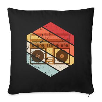 Retro radio cassette radio 90s 80s old school - Sofa pillowcase 17,3'' x 17,3'' (45 x 45 cm) - black - Front