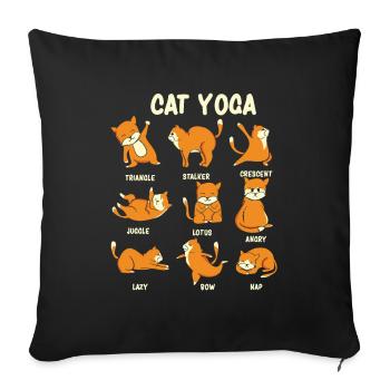 Lustiges Katzen Yoga Geschenk Meditation Fitness - Sofakissenbezug 45 x 45 cm - Schwarz - Vorne