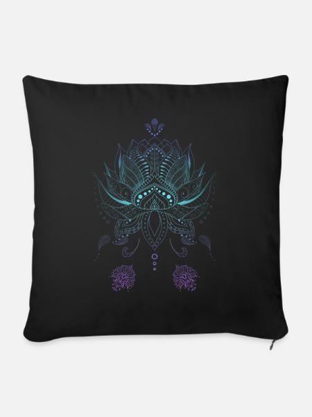 Lotusblume indisch Boho Stil Mandala Ornamenten - Sofakissenbezug 45 x 45 cm - Schwarz