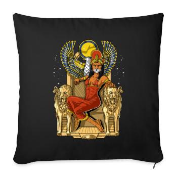 Sekhmet Déesse égyptienne Lionne - Housse de coussin décorative 45 x 45 cm - noir - Devant