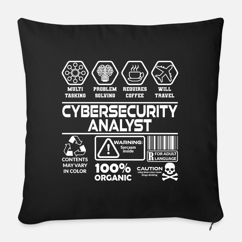 Analyste en sécurité Internet - Housse de coussin décorative 45 x 45 cm - noir