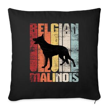 Belgian Malinois retro - Sofa pillowcase 17,3'' x 17,3'' (45 x 45 cm) - black - Front