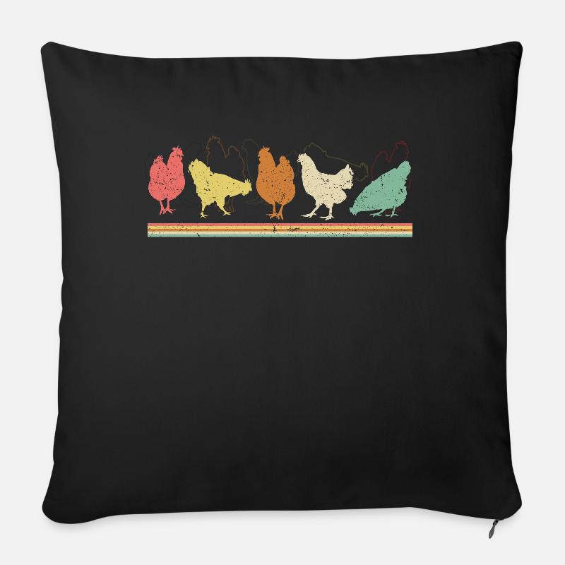 Huhn Hühner Retro - Sofakissenbezug 45 x 45 cm - Schwarz