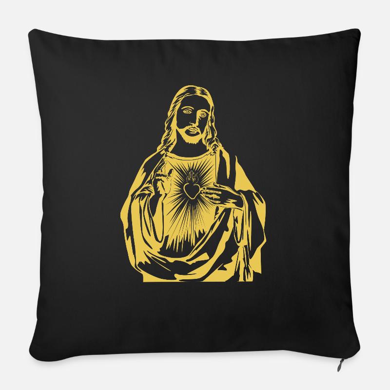 Jésus Christ - Housse de coussin décorative 45 x 45 cm - noir