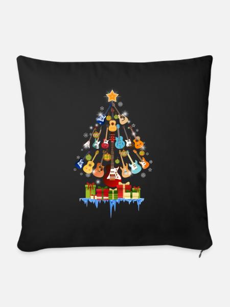 Guitars Christmas Pine Tree - Sofakissenbezug 45 x 45 cm - Schwarz