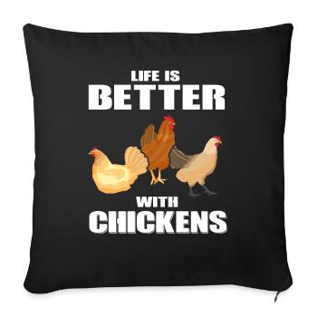 Chicken chickens - Sofa pillowcase 17,3'' x 17,3'' (45 x 45 cm) - black - Front