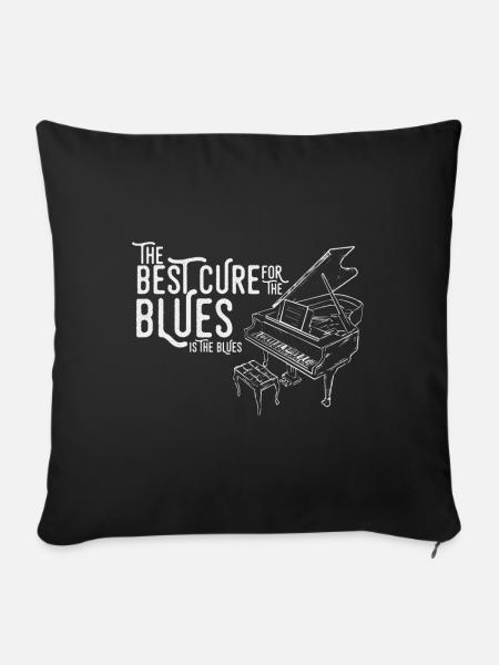 Blues Klavier - Sofakissenbezug 45 x 45 cm - Schwarz