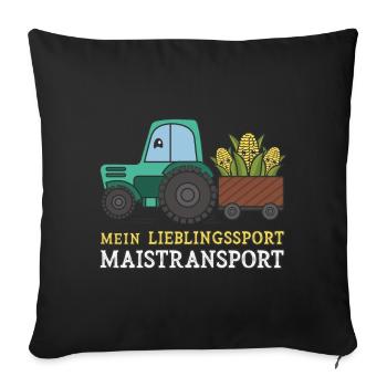 Transport de maïs sport préféré - Housse de coussin décorative 45 x 45 cm - noir - Devant