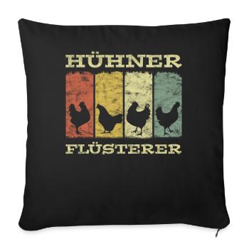 Les poulets chuchoteurs de poulet vintage agriculteur éleveur - Housse de coussin décorative 45 x 45 cm - noir - Devant