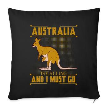 Australie Is Calling Australie Appelle Kangourou - Housse de coussin décorative 45 x 45 cm - noir - Devant