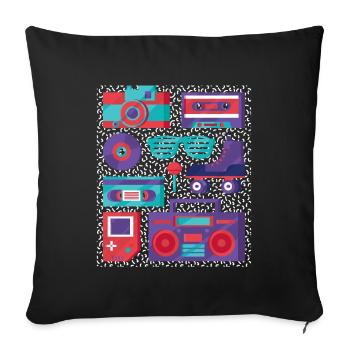 Cadeau de fête slogan des années 90 éléments rétro - Housse de coussin décorative 45 x 45 cm - noir - Devant