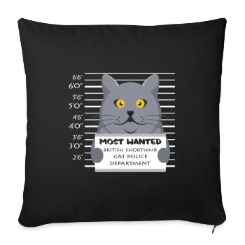 Britische Kurzhaar Katze - Sofakissenbezug 45 x 45 cm - Schwarz - Vorne