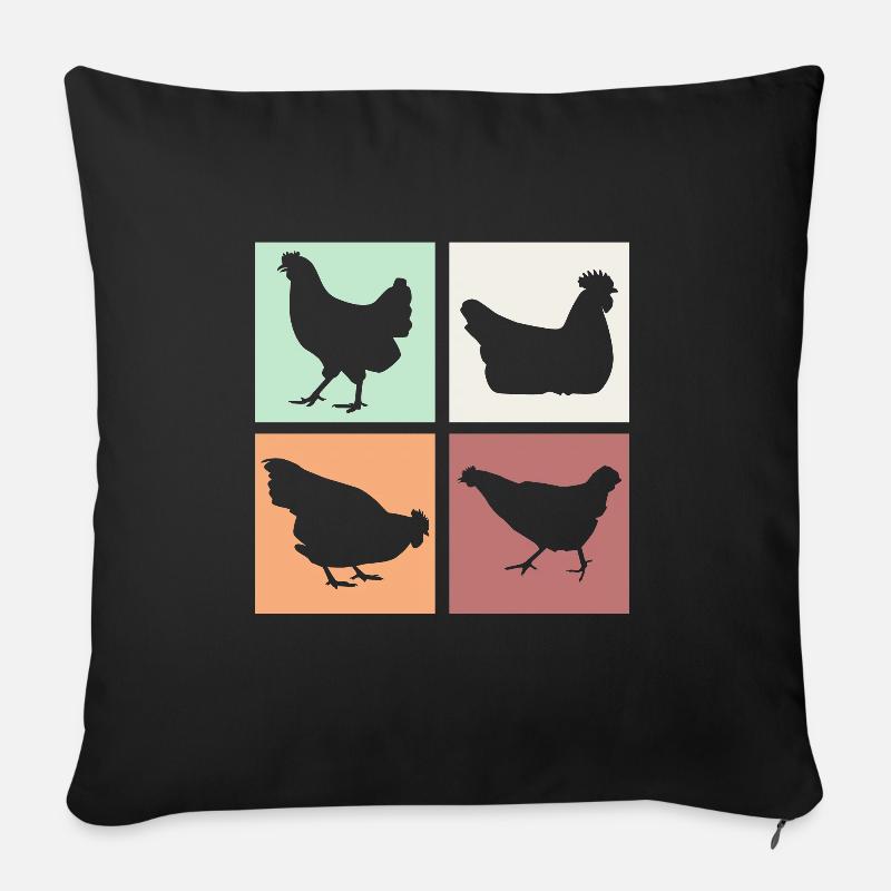 Huhn Hühner - Sofakissenbezug 45 x 45 cm - Schwarz