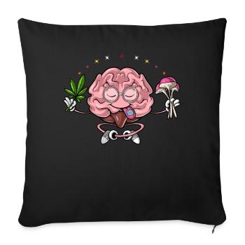 Voyage psychédélique dans le cerveau - Housse de coussin décorative 45 x 45 cm - noir - Devant