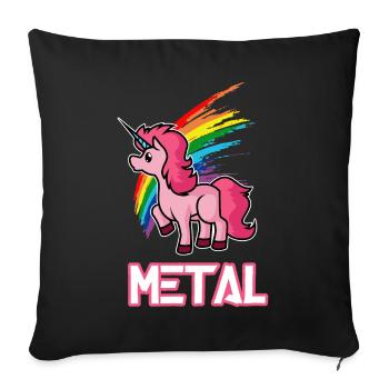 Metal Einhorn - Sofakissenbezug 45 x 45 cm - Schwarz - Vorne
