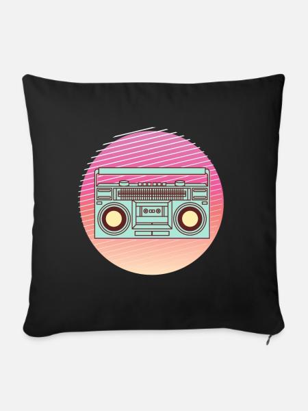 Retro 90er 80er Jahre Radio Kassette Geschenk - Sofakissenbezug 45 x 45 cm - Schwarz