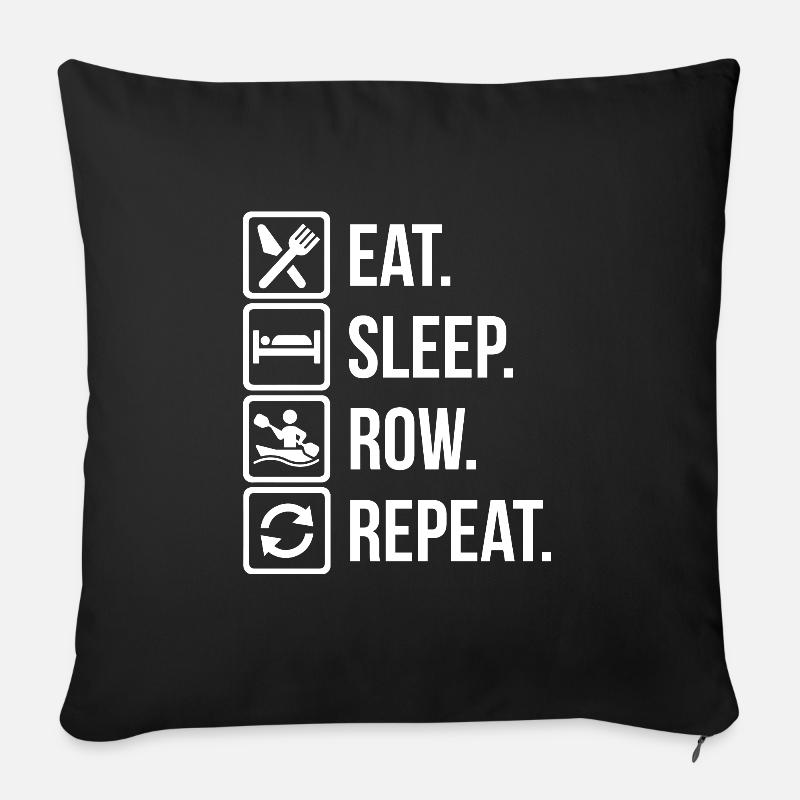 Rudern - Eat, Sleep, Rudern / Row, Repeat - Sofakissenbezug 45 x 45 cm - Schwarz